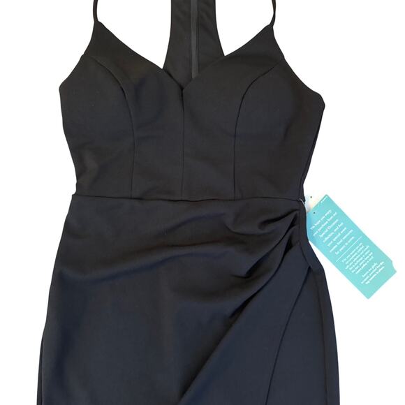 NWT B. Smart Black Bodycon Dress Tulip Hem Racerback Juniors Size 7 HOCO - Picture 4 of 15